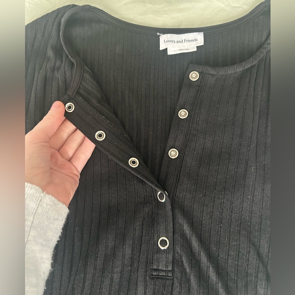 Lovers + Friends Black Ribbed Bodysuit - Picture 3 of 7